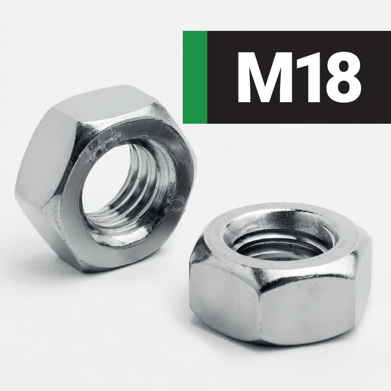 Jacbolts M18 stainless steel A2 Hexagon Full Nuts - DIN 934