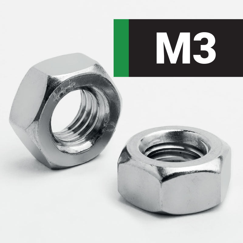 Jacbolts M3 Hexagon Full Nuts DIN 934 in A2 stainless steel