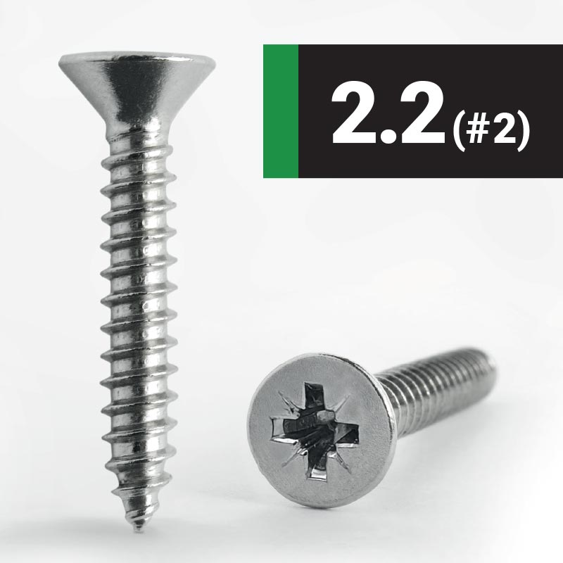 2.2 Pozi Countersunk AB Self Tapping Screw A2 Stainless Steel DIN 7982CZ