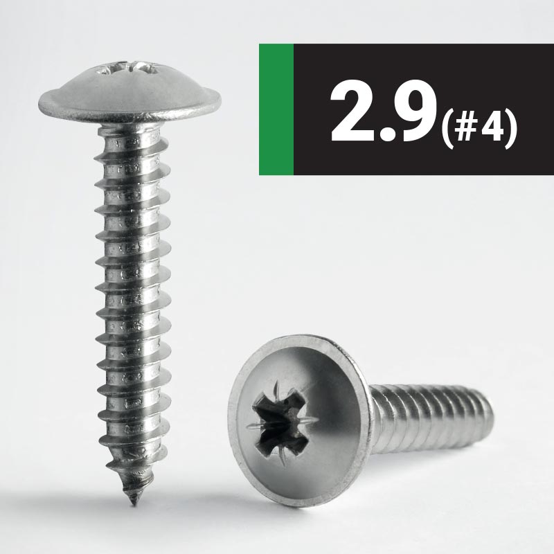 2.9 #4 Pozi Flange AB Self Tapping Screw A2 Stainless Steel BS 4174