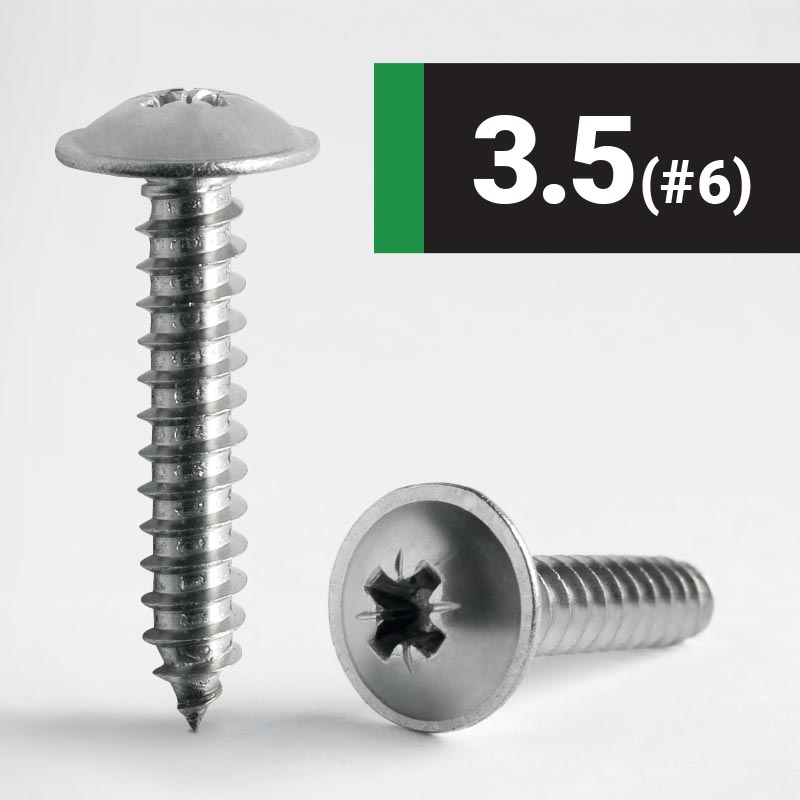 3.5 #6 Pozi Flange AB Self Tapping Screw A2 Stainless Steel BS 4174