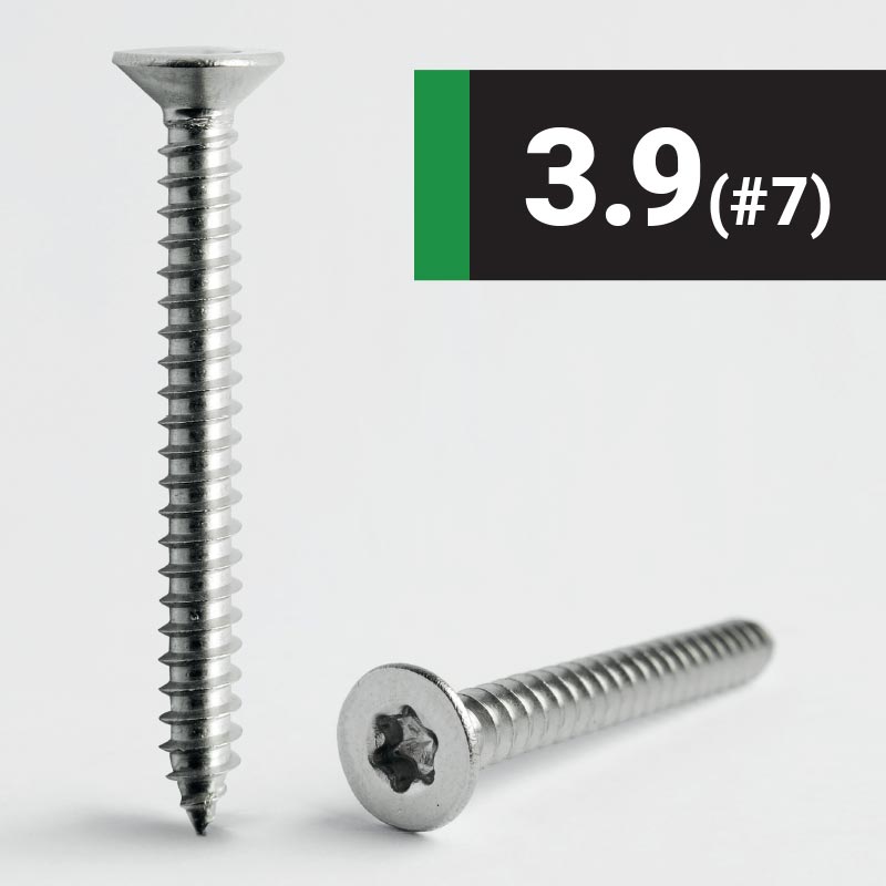 3.9 #7 Hexalobular Countersunk AB Self Tapping Screw A2 Stainless Steel ISO 14586