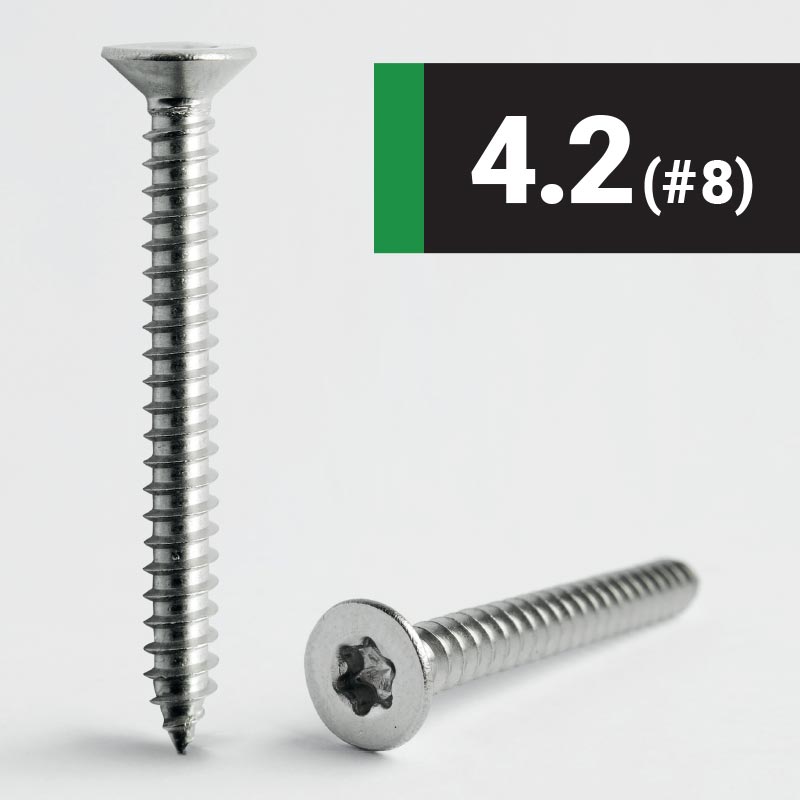 4.2 #8 Hexalobular Countersunk AB Self Tapping Screw A2 Stainless Steel ISO 14586