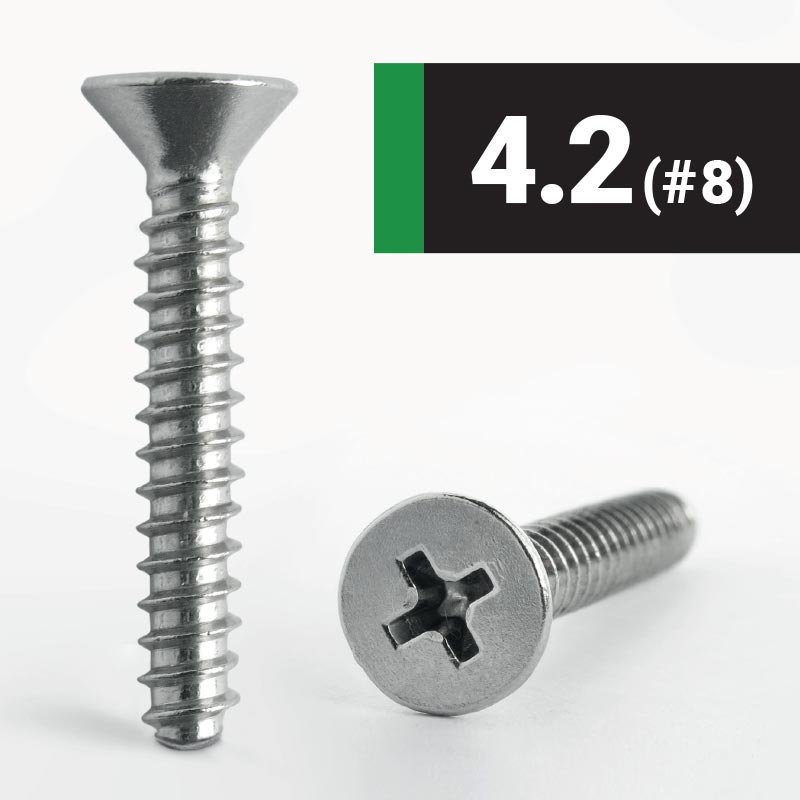 4.2 Blunt Point Phillips Countersunk B Self Tapping Screw A2 Stainless Steel - DIN 7982F H