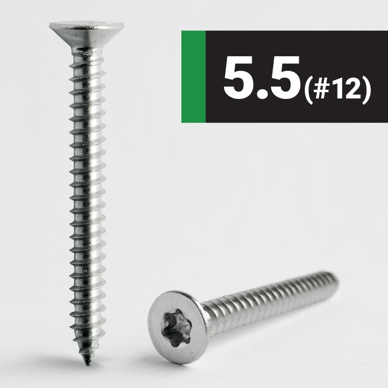 5.5 #12 Hexalobular Countersunk AB Self Tapping Screw A2 Stainless Steel ISO 14586