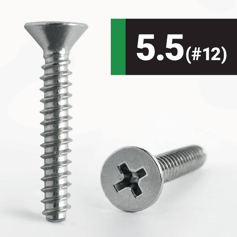 5.5 Blunt Point Phillips Countersunk B Self Tapping Screw A2 Stainless Steel - DIN 7982F H