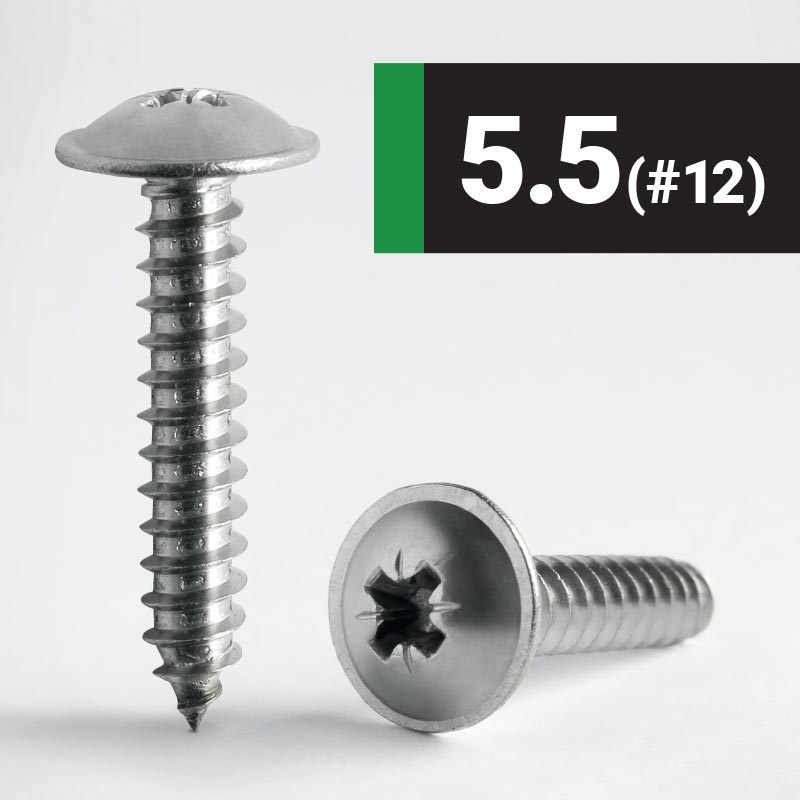 5.5 #12 Pozi Flange AB Self Tapping Screw A2 Stainless Steel BS 4174