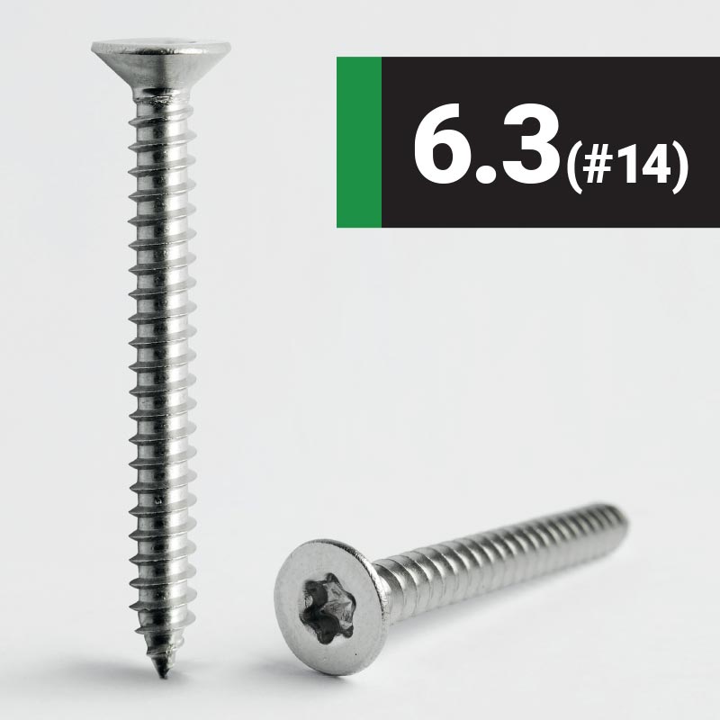 6.3 #14 Hexalobular Countersunk AB Self Tapping Screw A2 Stainless Steel ISO 14586