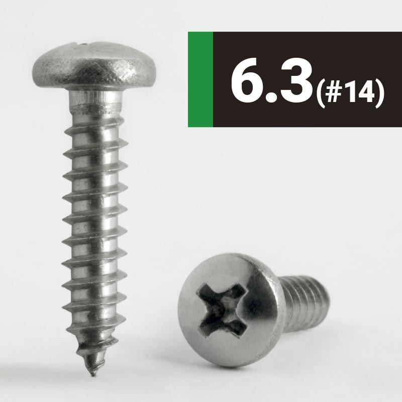 6.3 #14 Phillips Pan AB Self Tapping Screw A2 Stainless Steel DIN 7981CH