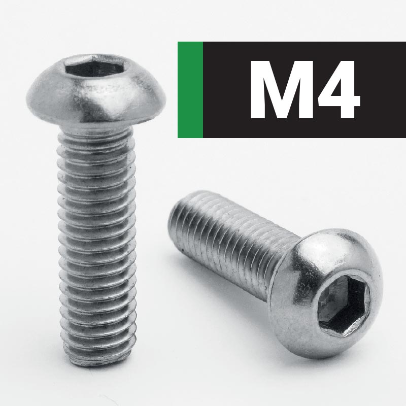 Jacbolts A2 stainless steel M4 socket button screws -  ISO 7380-1