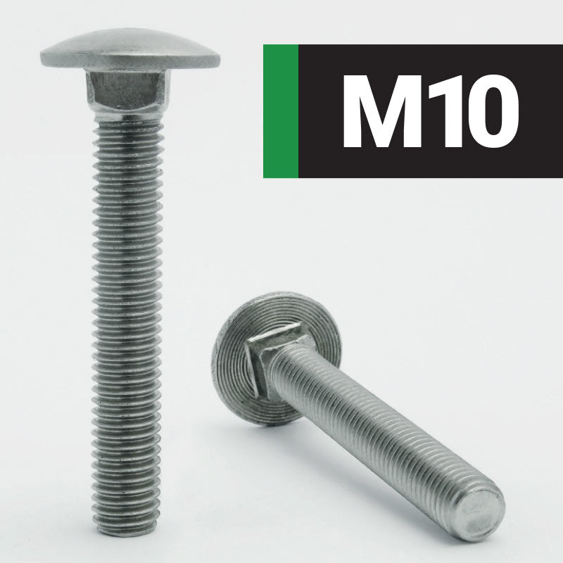 M10 Carriage Bolts Fully Threaded DIN 603 - Stainless Steel