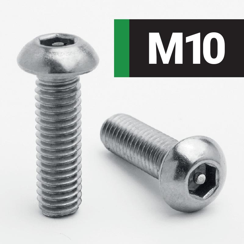 M10 Socket Button + Pin Security Screws - A2 Stainless Steel