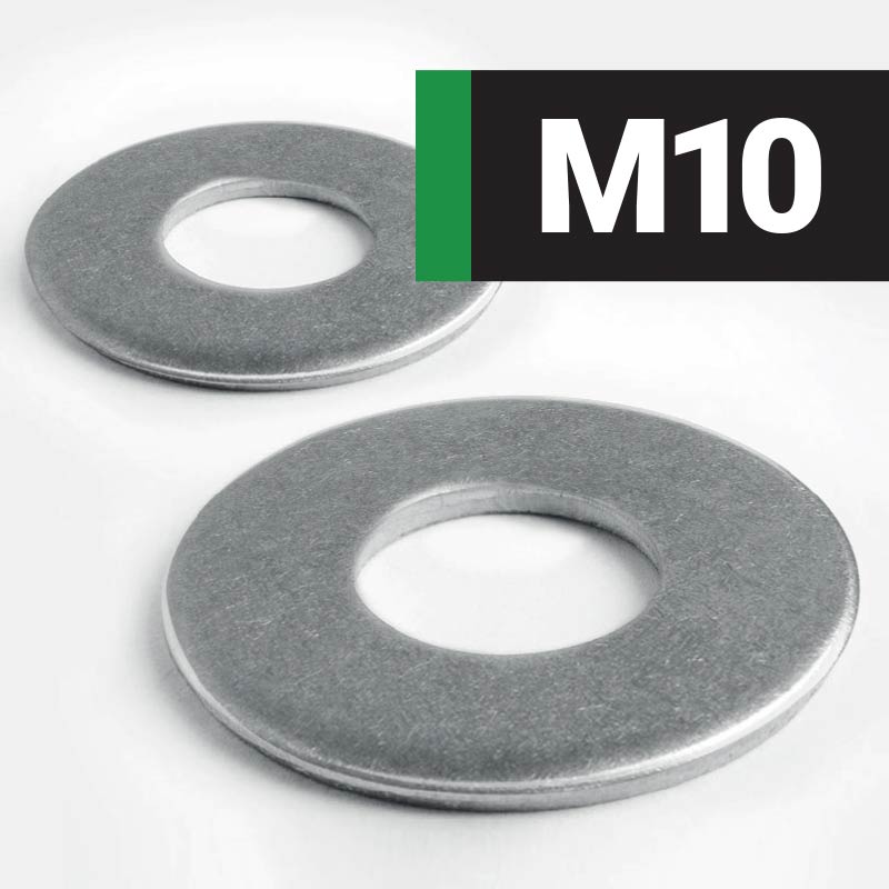 M10 Penny Washers, available in different 'M' sizes and various outside diameters. The thickness penny washers are the same, 1.5mm (approx).