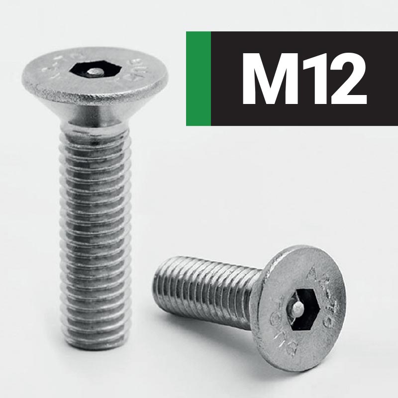 M12 Countersunk + Pin Security Screws - A2 Stainless Steel