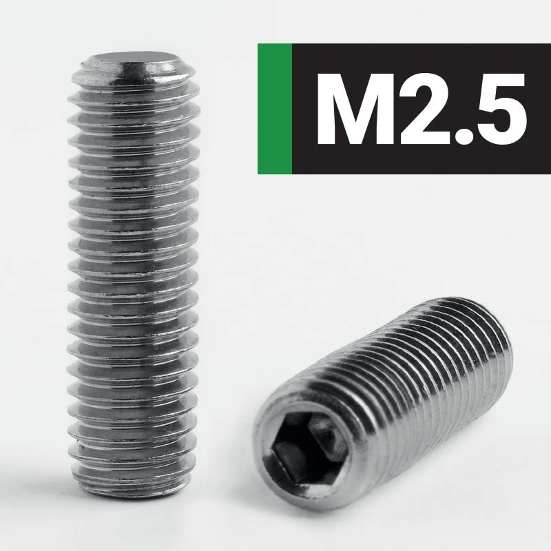 M2.5-Socket-Flat-Point-Set-Screw-A2-Stainless-Steel-DIN 913-ISO 4026