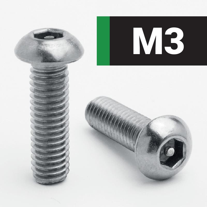 M3 Socket Button + Pin Security Screws - A2 Stainless Steel