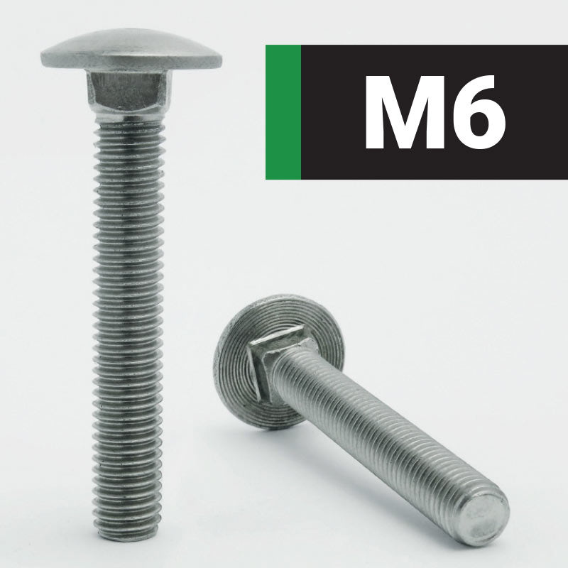 M6 Carriage Bolts Fully Threaded DIN 603 - Stainless Steel