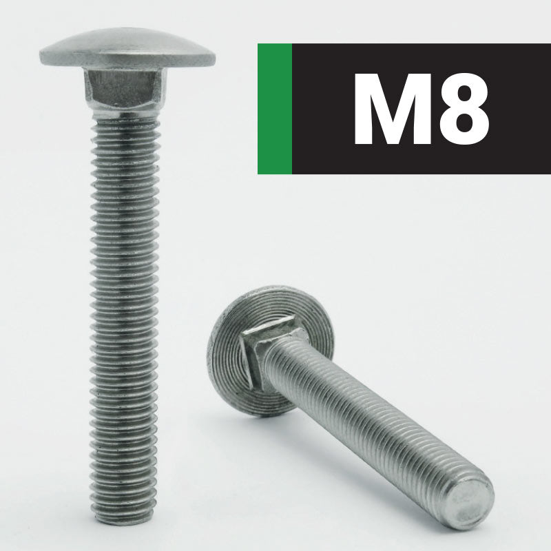 M8 Carriage Bolts Fully Threaded DIN 603 - Stainless Steel