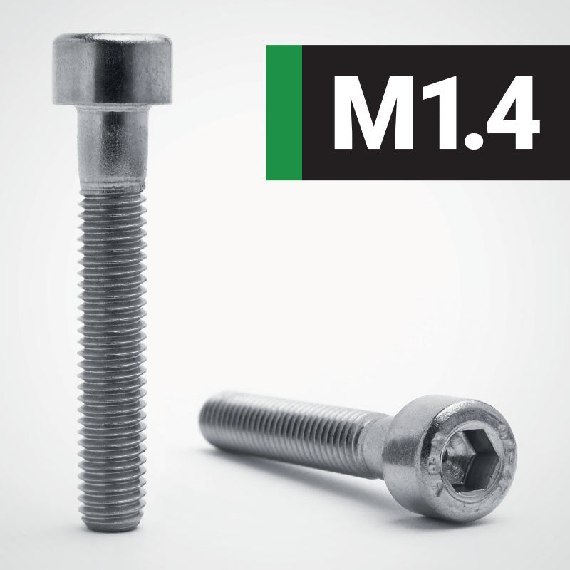 M1.4 (1.4mm thread diameter) Socket Cap Jacbolts A2 Stainless Steel - Lengths