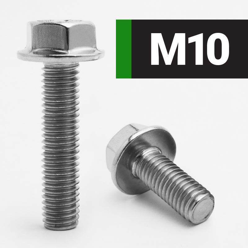 M10 Flanged Hexagon Bolts DIN 6921 - A2 Stainless Steel