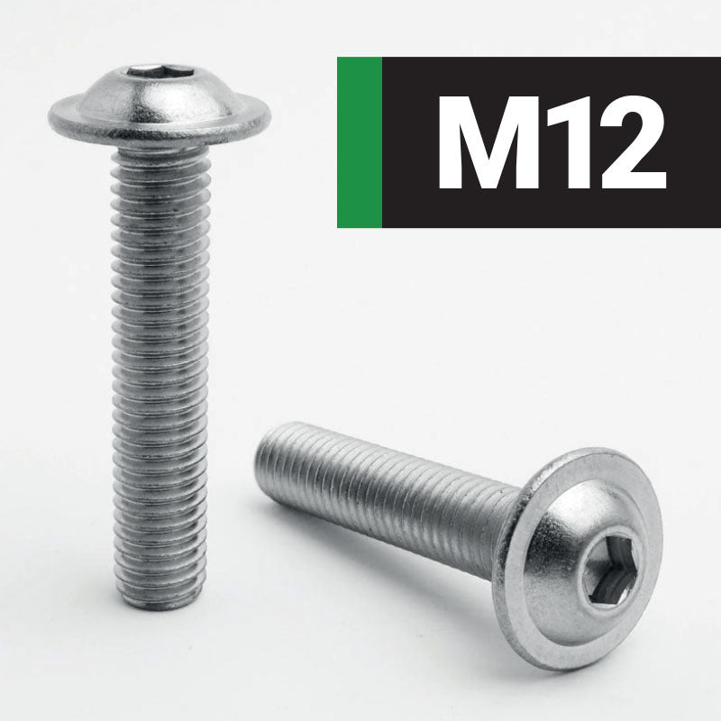 M12 Socket Button Flange A2 Stainless Steel