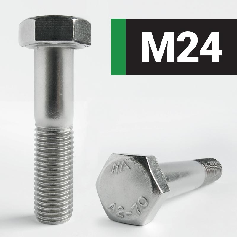 M24 Hexagon Head Bolt DIN 931 - A2 Stainless Steel