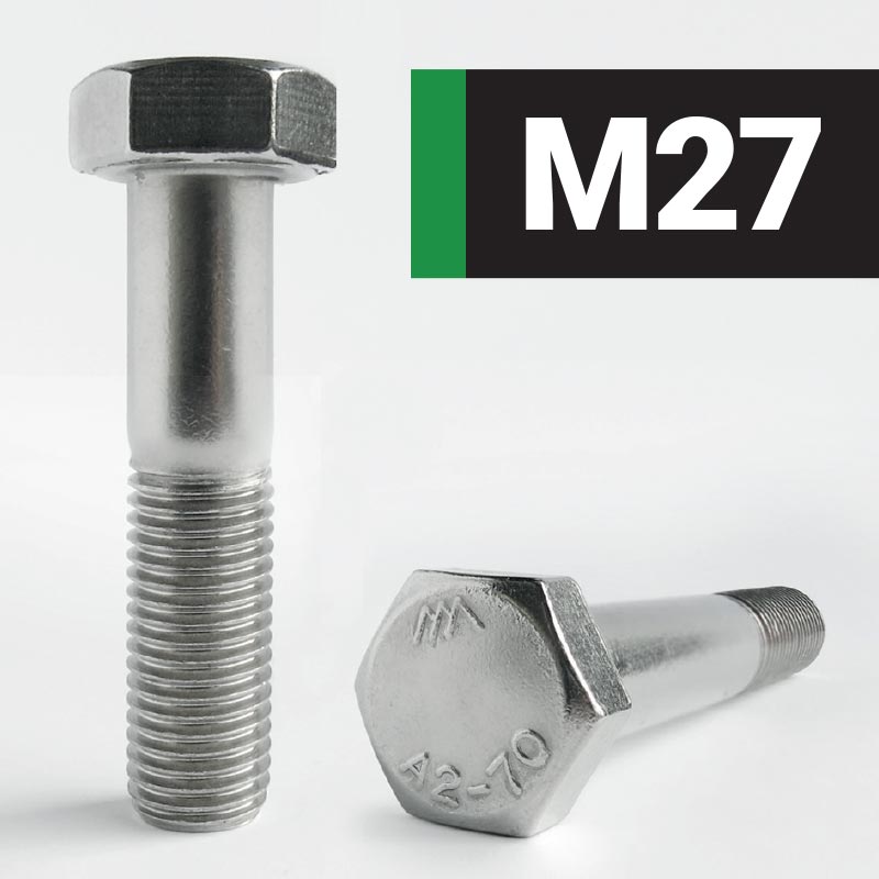 M27 Hexagon Head Bolt DIN 931 - A2 Stainless Steel