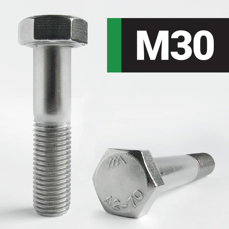 M30 Hexagon Head Bolt DIN 931 - A2 Stainless Steel