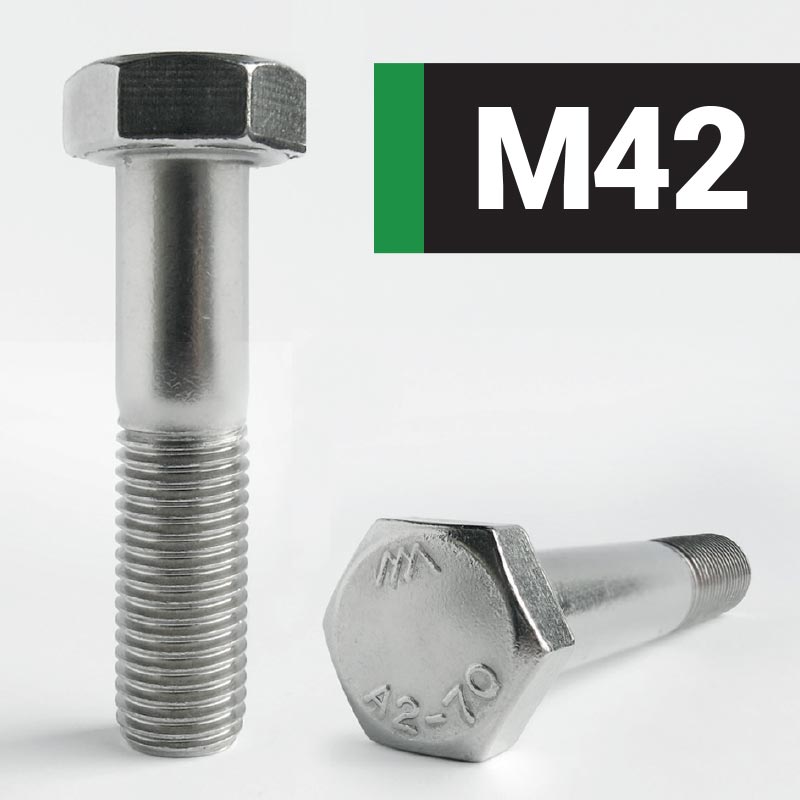 M42 Hexagon Head Bolt DIN 931 - A2 Stainless Steel