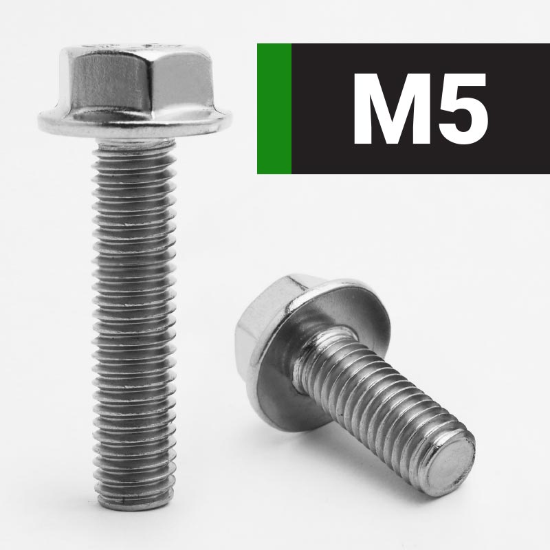 M5 Flanged Hexagon Bolts DIN 6921 - A2 Stainless Steel