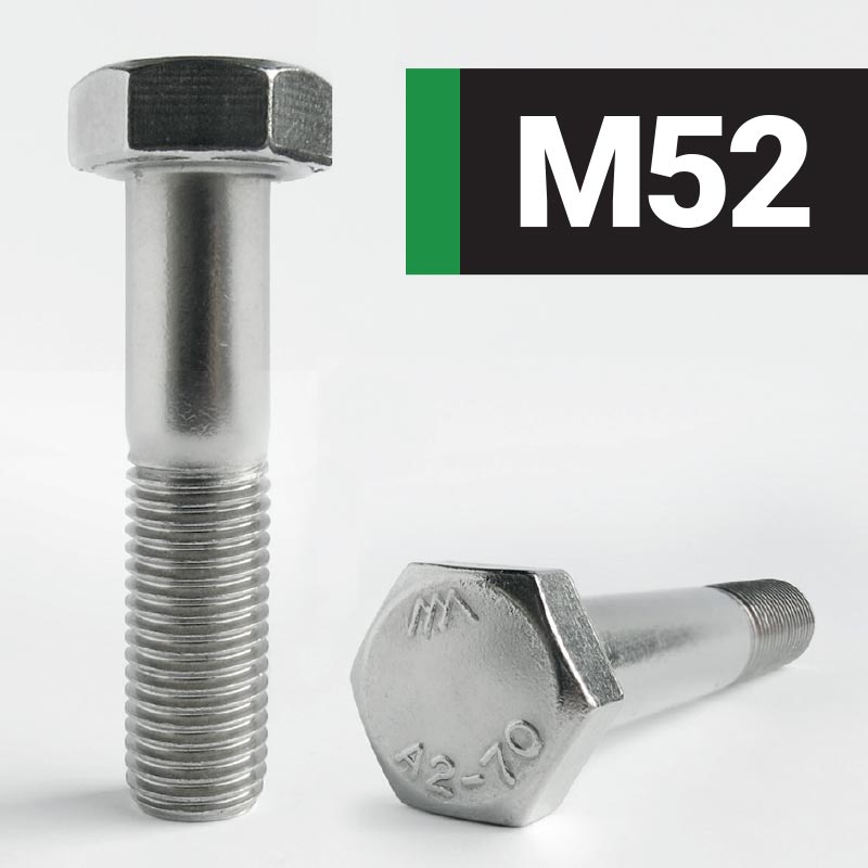 M52 Hexagon Head Bolt DIN 931 - A2 Stainless Steel