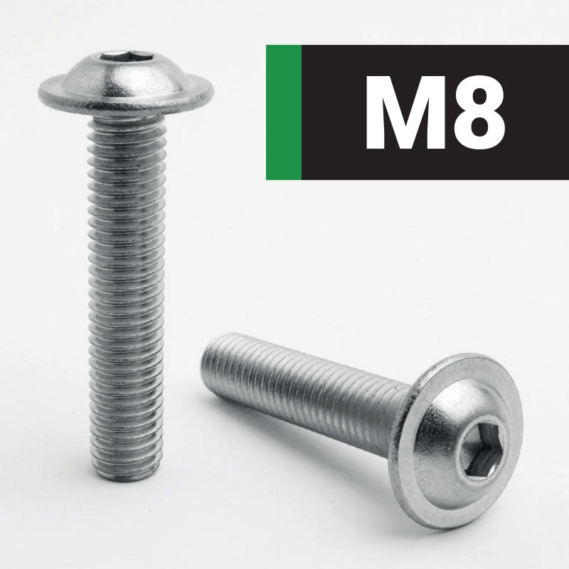 M8 Socket Button Flange A2 Stainless Steel