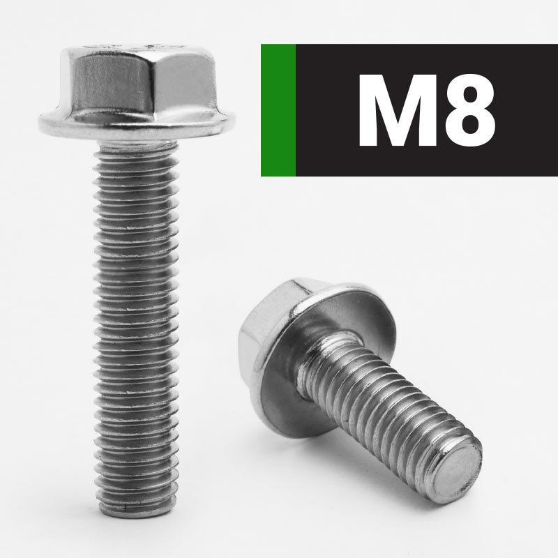 M8 Flanged Hexagon Bolts DIN 6921 - A2 Stainless Steel