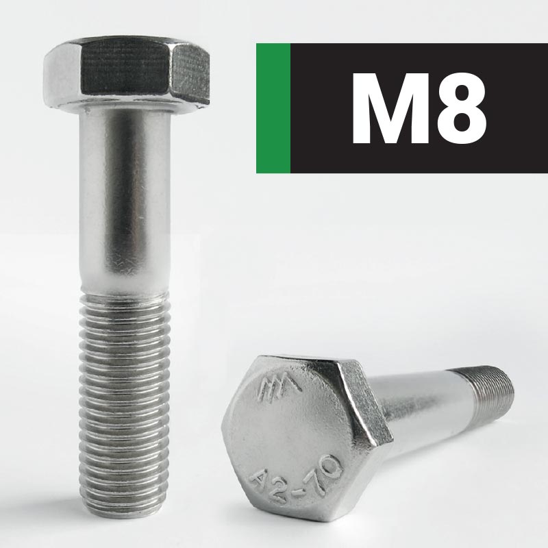 M8 Hexagon Head Bolt DIN 931 - A2 Stainless Steel