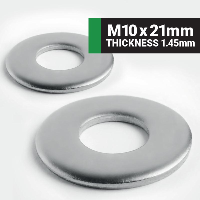 M10 x 21mm Form B flat washer (Thickness 1.45mm) BS4320 - A2 stainless steel