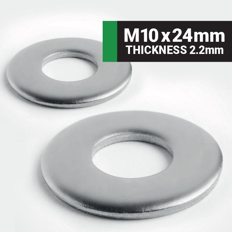 M10 x 24mm Form C flat washer (Thickness 2.2mm) BS4320 - A2 stainless steel