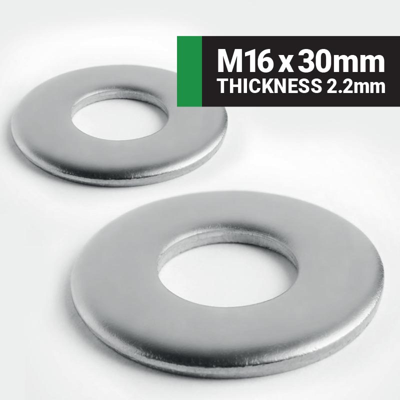 M16 x 30 Form B flat washer (Thickness 2.2mm) BS4320 - A2 stainless steel