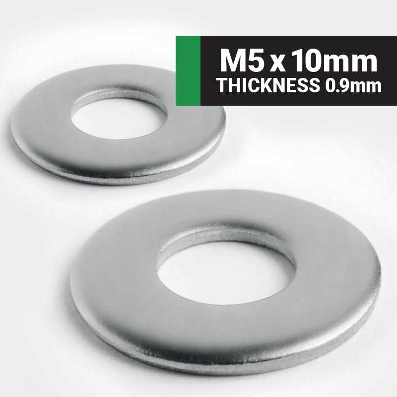 M5 x 10mm Form B flat washer (Thickness 1.45mm) BS4320 - A2 stainless steel