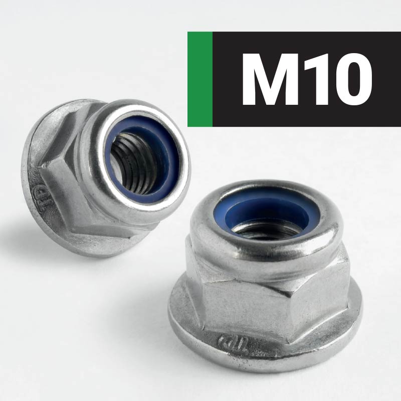 M10 NYLON INSERT NON-SERRATED FLANGE NUT (A2 STAINLESS STEEL) DIN 6926