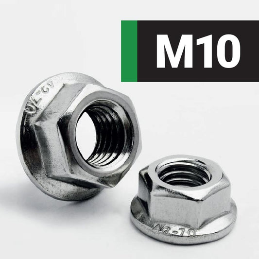 M10 HEXAGON FLANGE NUT NO-SERRATION (A2 STAINLESS STEEL) DIN 6923