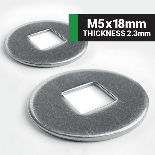 M5 x 18mm Wood Construction Square Hole Flat Washer (Thickness 2.3mm) DIN440V - A2 stainless steel