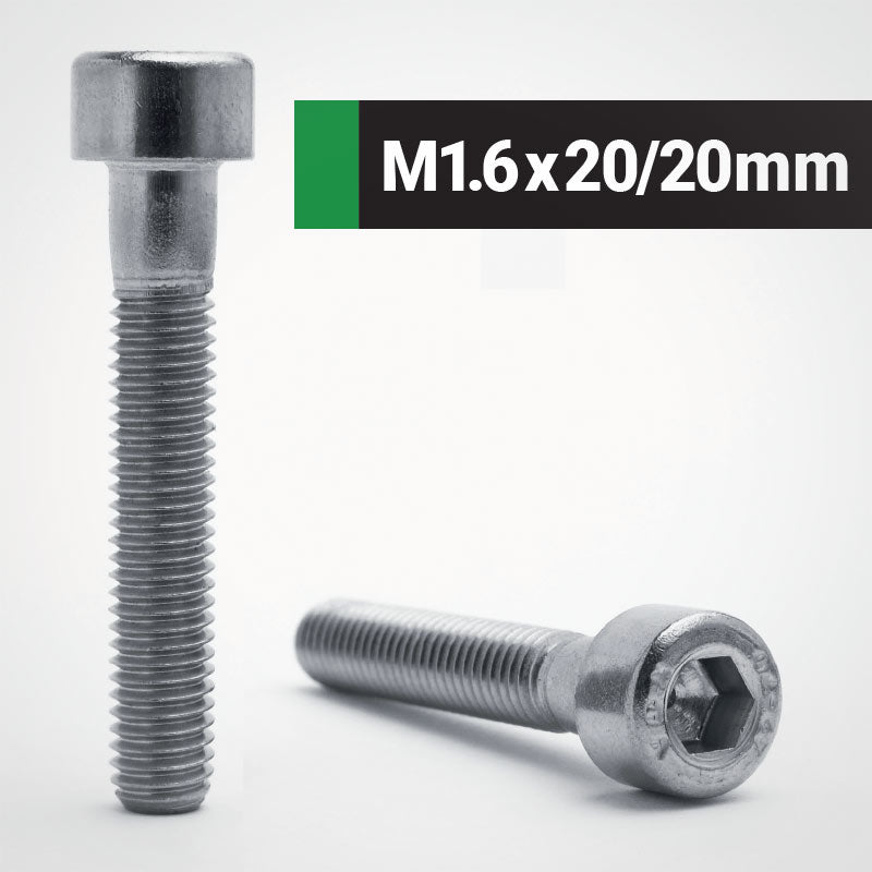 Jacbolts A2 stainless steel M1.6x20/20mm socket cap screw -  DIN 912 - ISO 4762