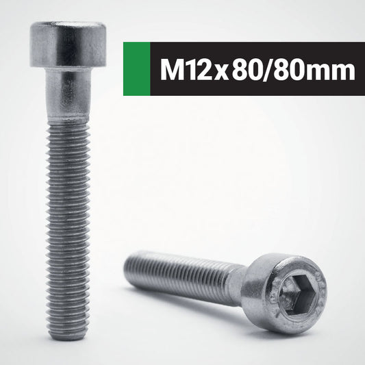 Jacbolts A2 stainless steel M12x80/80mm socket cap screw -  DIN 912 - ISO 4762