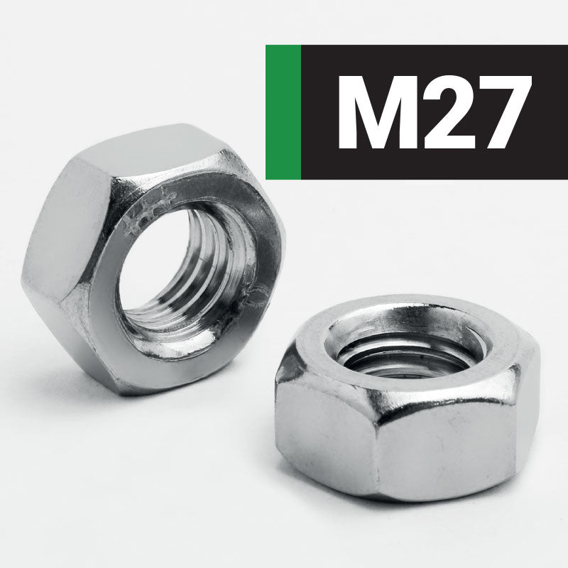 Jacbolts M27 stainless steel A2 Hexagon Full Nuts -  DIN 934